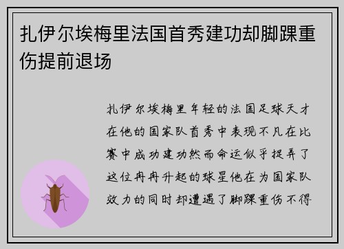 扎伊尔埃梅里法国首秀建功却脚踝重伤提前退场 扎伊尔埃梅里法国首秀建功却脚踝重伤提前退场